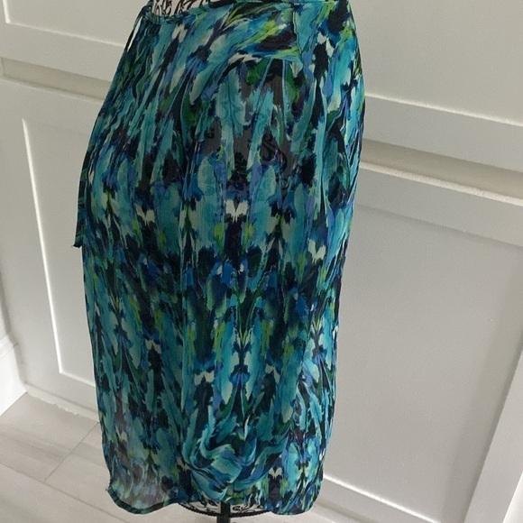 Express ikat print top size XS blue green teal relaxed beachy vibe - Picture 13 of 14